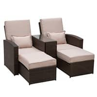 Outsunny Rattan Sofa Lounger 841-015 Brown, Cream