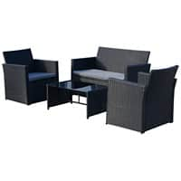 Outsunny Ratten Sofa Set 860-064V01BK Black, Grey