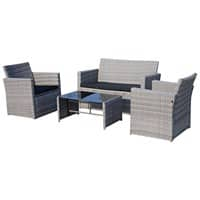 Outsunny Ratten Sofa Set 860-064V01GY Grey, Black