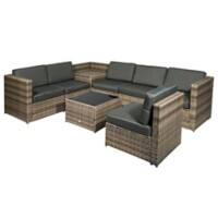 Outsunny Rattan Sofa Set 860-072CG Brown