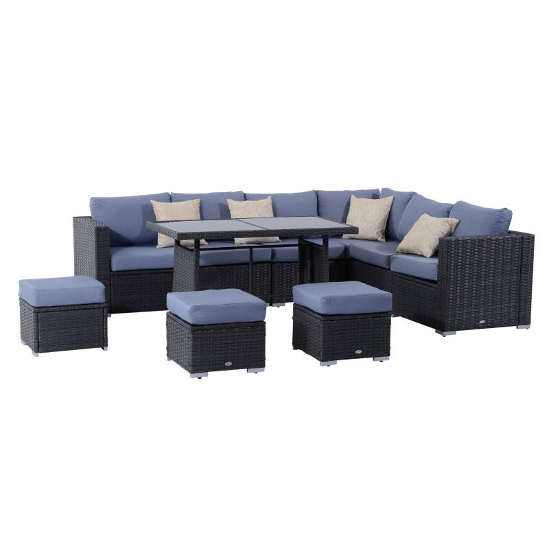 OutSunny Rattan Sofa  Grey, Blue