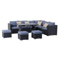 Outsunny Rattan Sofa Set 860-014 Deep Grey, Dusty Blue