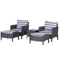 Outsunny Rattan Sofa Set 860-066V01CG Dark Grey, Grey, White