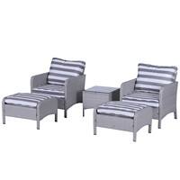 Outsunny Rattan Sofa Set 860-066V01GY Grey, White