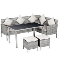 Outsunny Rattan Sofa Set 860-093V70 Grey, Light Beige