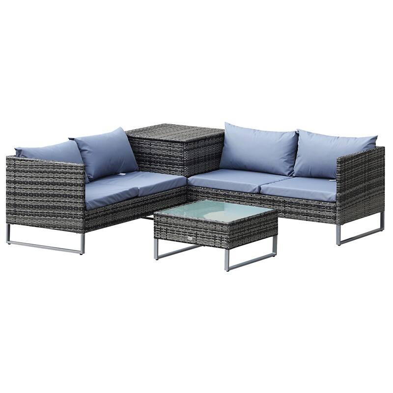 OutSunny Rattan Sofa  Grey