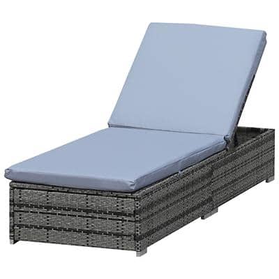 Outsunny Rattan Lounger 862-025 Grey