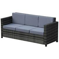 Outsunny Rattan Three-Seat Sofa 860-095 Grey