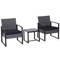 OutSunny Rattan Wicker Set Black, Grey