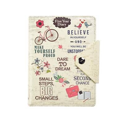 ARPAN Diary ST-2215 A5 1 Day per page Faux Leather, Paper Cream