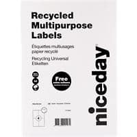 Niceday 100% Recycled Multipurpose Labels 67544 Square Corners White 80 Sheets of 4 Labels