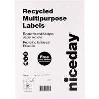 Niceday Recycled Multipurpose Labels 67543 Square Corners White 80 Sheets of 24 Labels