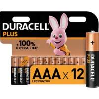 Duracell Batteries Plus 100 AAA LR03 Alkaline 1.5 V Pack of 12