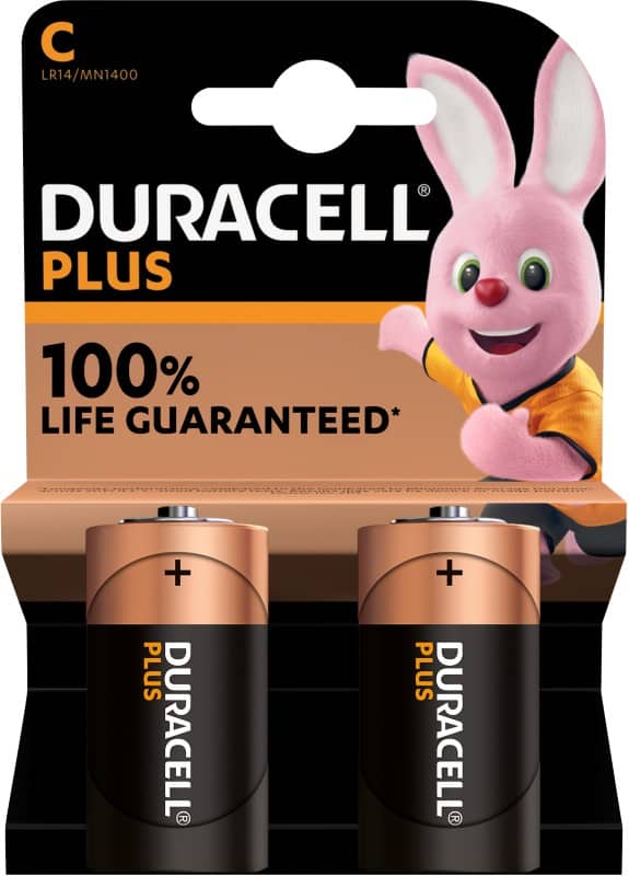 Duracell Battery PLUS LR14 C LR14 Alkaline 1.5 V Pack of 2
