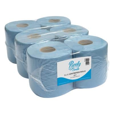 Purely Smile Centrefeed Roll Blue 2 Ply PS1211 6 Rolls