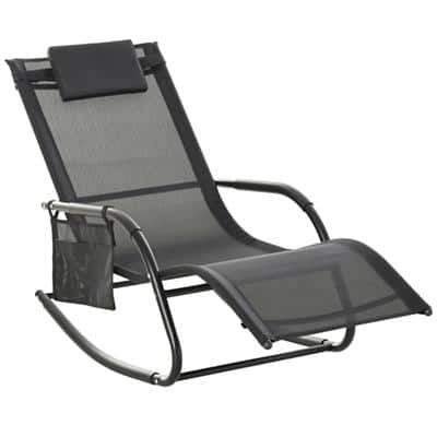 Outsunny Rocking Chair 84A-160V70BK Metal, Breathable Mesh Black