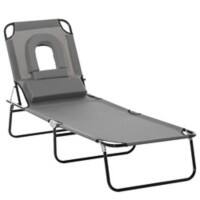 Outsunny Sun Lounger 84B-002CG Steel, Oxford Dark Grey