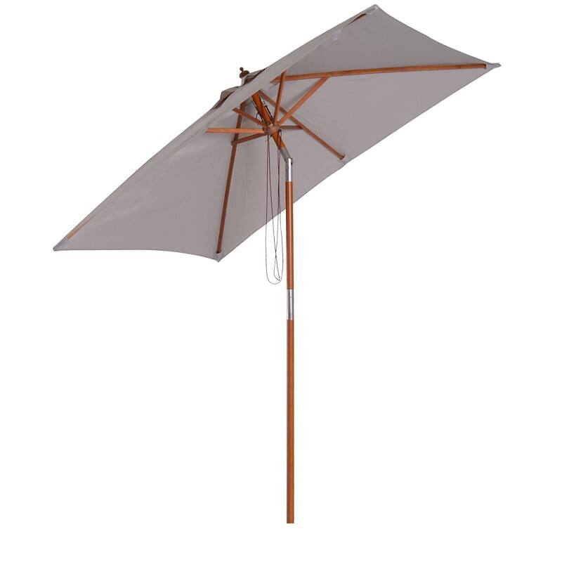 OutSunny Sun Umbrella Water-Resistant Wood, Bamboo, Polyester Grey