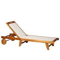 Outsunny Sun Lounger 84B-325 Acacia Wood, Texteline Natural, White