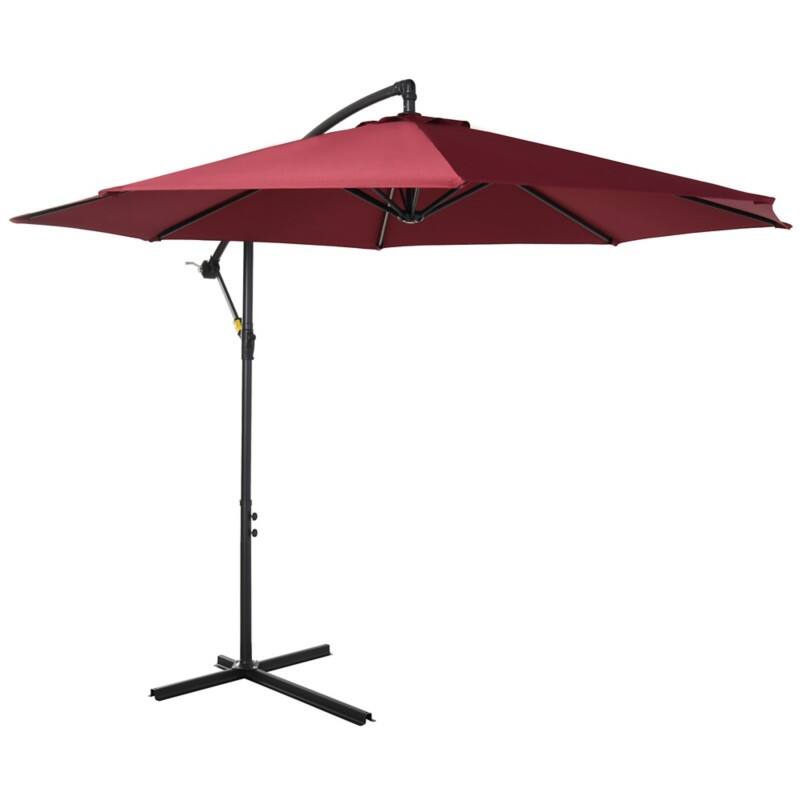 OutSunny Umbrella Water-Resistant Steel, Polyester Wine Red