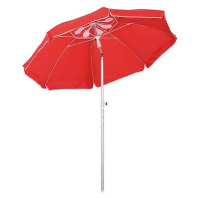Outsunny Beach Umbrella 84D-092RD Aluminum, Polyester, Glass Fiber Red