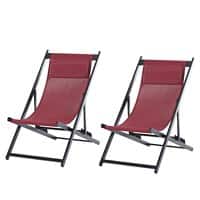 Outsunny Folding Chair 84B-342V70WR Aluminum, Textilene Wine Red