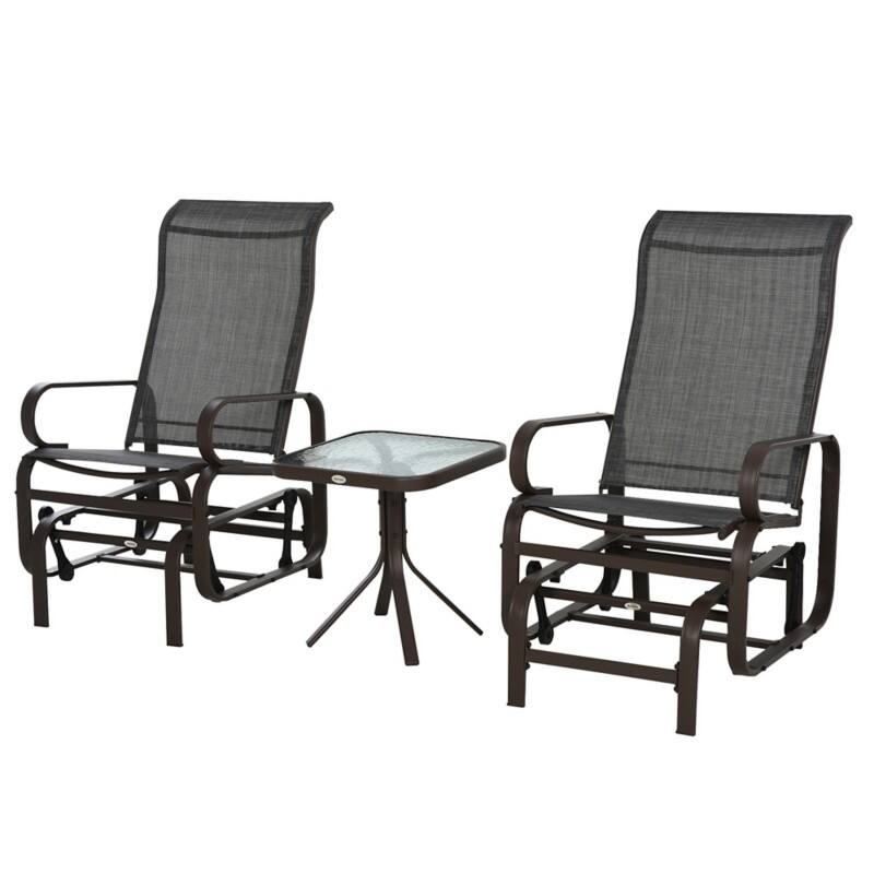 Outsunny Folding Camping Table and Chair Set 84A-134 Brown, Grey