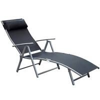 Outsunny Lounger 84B-184BK Steel, Textilene Black