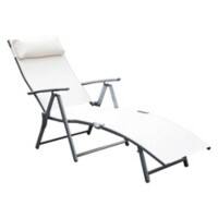 Outsunny Lounger 84B-184CW Steel, Textilene Cream White