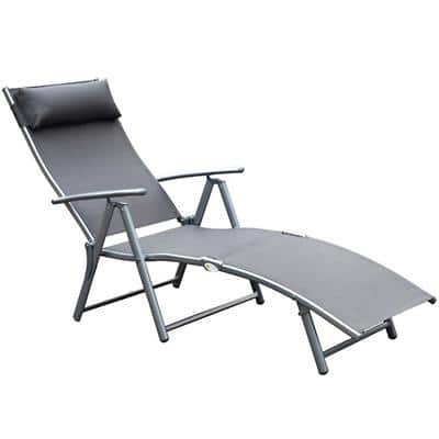 Outsunny Lounger 84B-184GY Steel, Textilene Grey