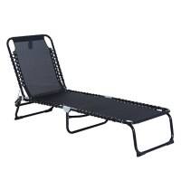 Outsunny Lounger 84B-206BK Steel, Texteline Black