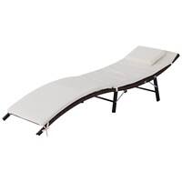 Outsunny Sun Lounger 862-018 Steel Frame, PE Rattan Brown, Cream White