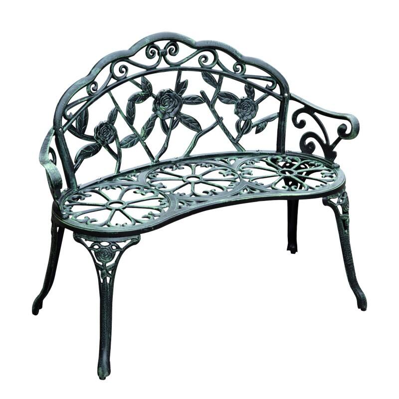 Outsunny Garden Bench 01-0794 Cast Aluminum Antique Green