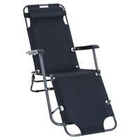 Outsunny Lounger 84B-043BK Metal, Oxford Black