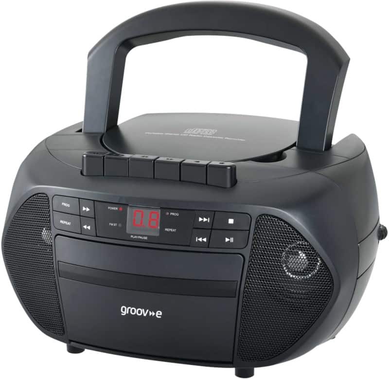 Groov-e Traditional Boombox CD and Cassette Player with Radio  Black
