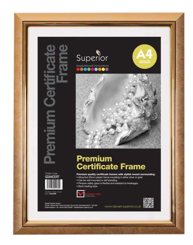 Seco A4 Picture Frame GDA4CERT 26 (W) x 26 (D) x 2.2 (H) cm GDA4CERT