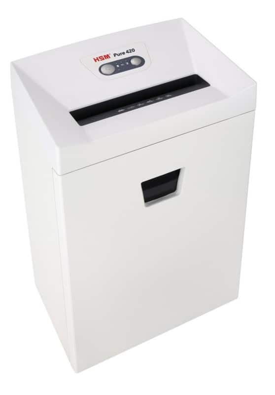 HSM Pure Shredder 15 Sheets Cross Cut Security Level P-4, O-3, T-4, E-3, F-1 35 L 420