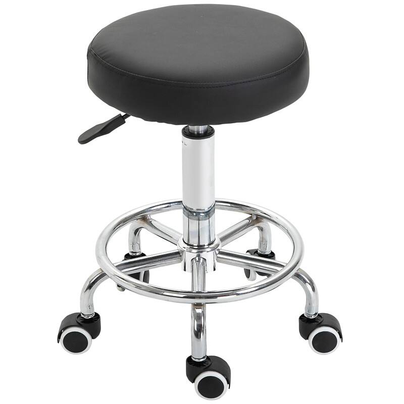 Vinsetto Barber Stool Bonded leather Black 420 x 420 x 640 mm