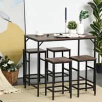 HOMCOM Dining Table With Stools Set Wood Black 100 x 600 x 888 mm