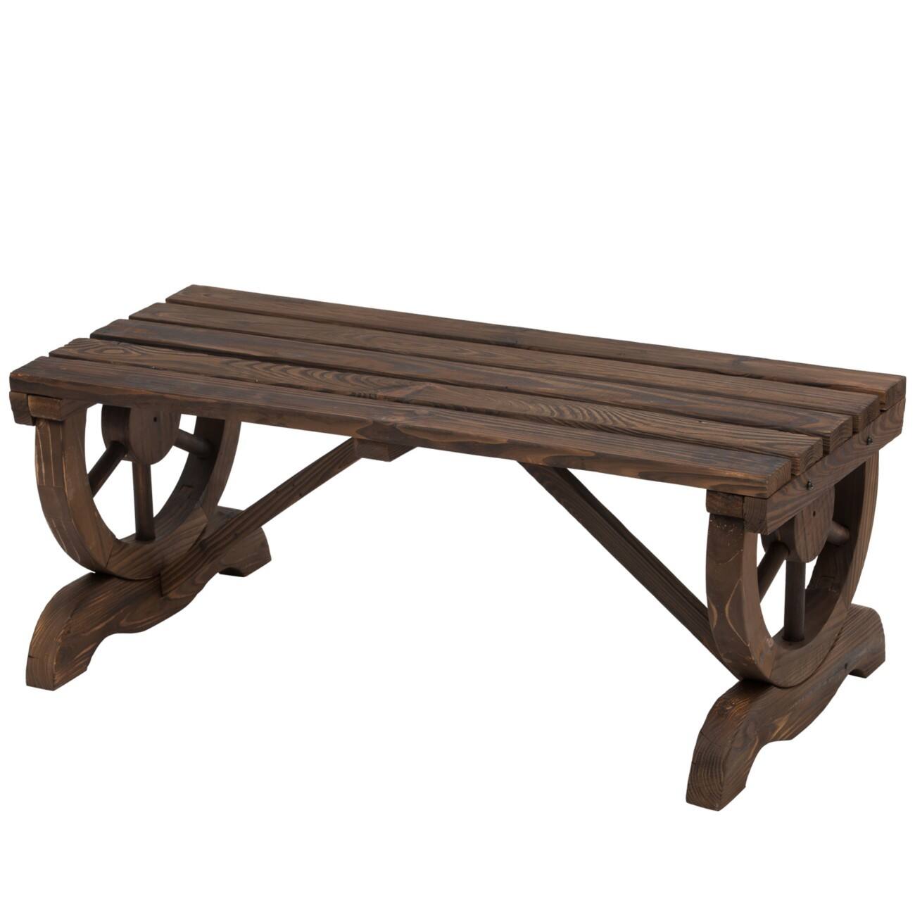Outsunny Garden Rustic Wooden Bench Brown | Viking Direct UK
