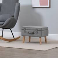 HOMCOM Storage Stool Fabric Grey 510 x 330 x 375 mm