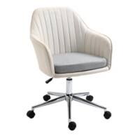 Vinsetto Leisure Office Chair Linen Swivel Computer Desk Chair Study with  Wheel, Beige