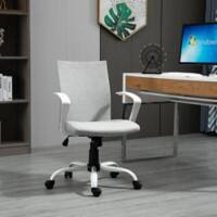 Vinsetto Office Chair Linen Swivel Computer Desk Chair Home Study Task Chair, Light Grey