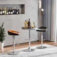 Homcom Round Bar Table with Faux Leather Tabletop and Adjustable Footrest 650 x 90 x 900 mm