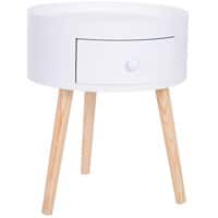 Homcom Modern Round Coffee Table with Drawer White Ф38 x 45H cm