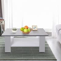 Homcom 2 Tier Square Vintage Coffee Table White 800 x 800 x 315 mm