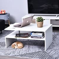 Homcom Modern 2-Tier Coffee Table White 900 x 42 x 420 mm