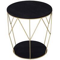 Homcom Coffee Round Table with Storage Black Gold 450 x 48 x 480 mm