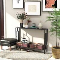 Homcom Square Table with 2 Shelves Art Deco 1,060 x 76 x 760 mm
