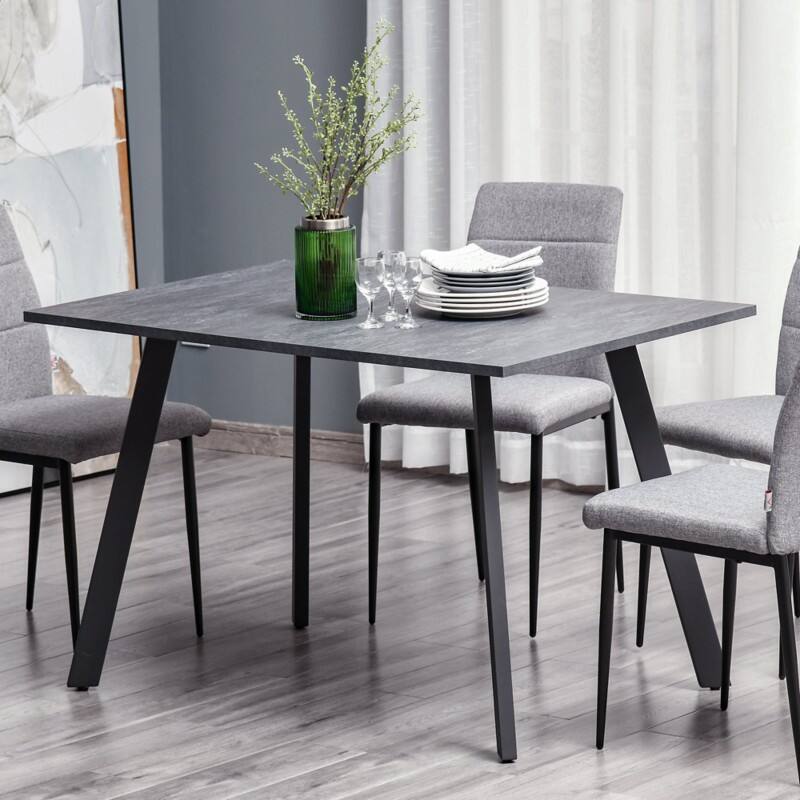 Homcom Dining Table with Metal Legs and Tabletop Dark Grey 1,200 x 76 x 760 mm